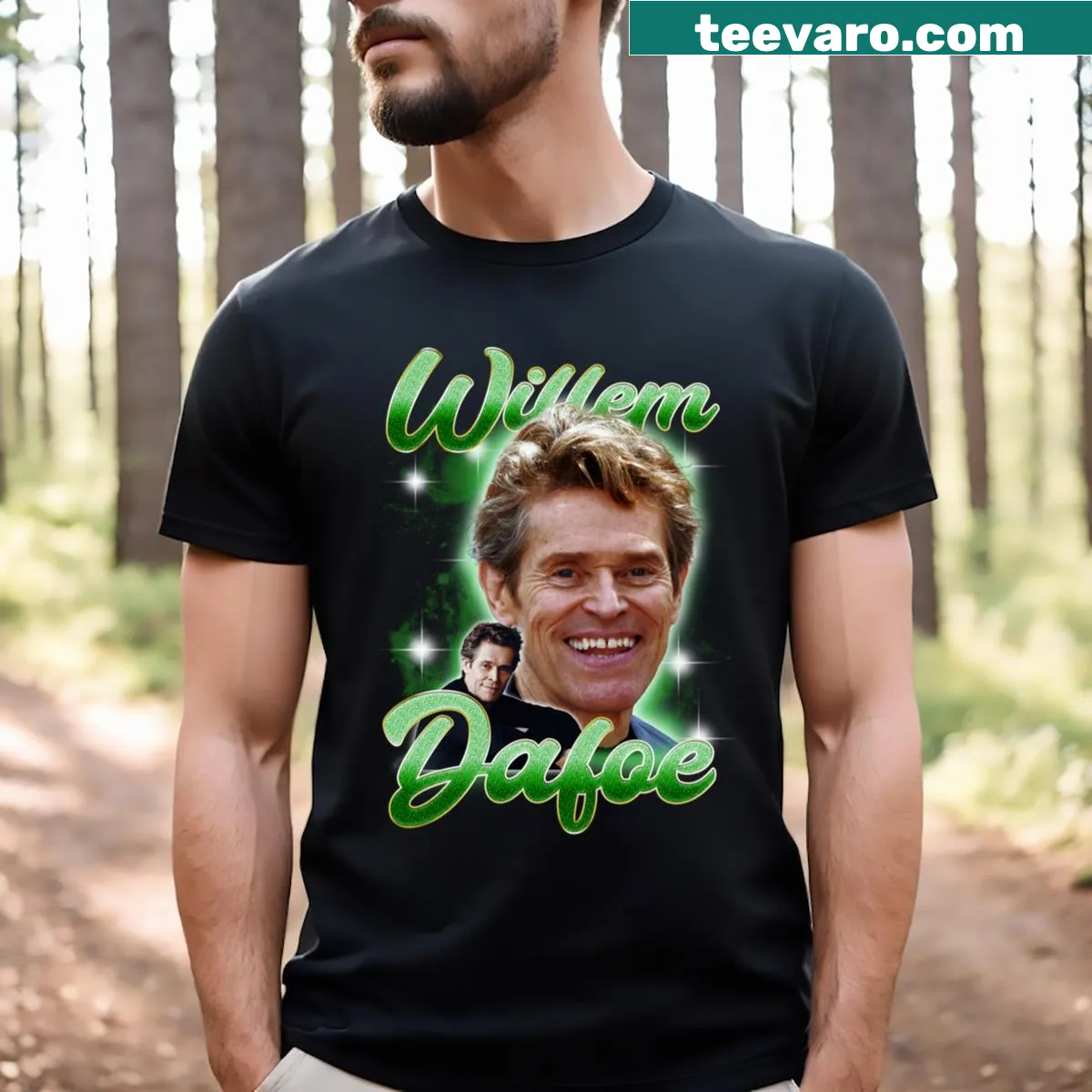 Vintage bootleg design T-shirt featuring Willem Dafoe. — on a men's t-shirt