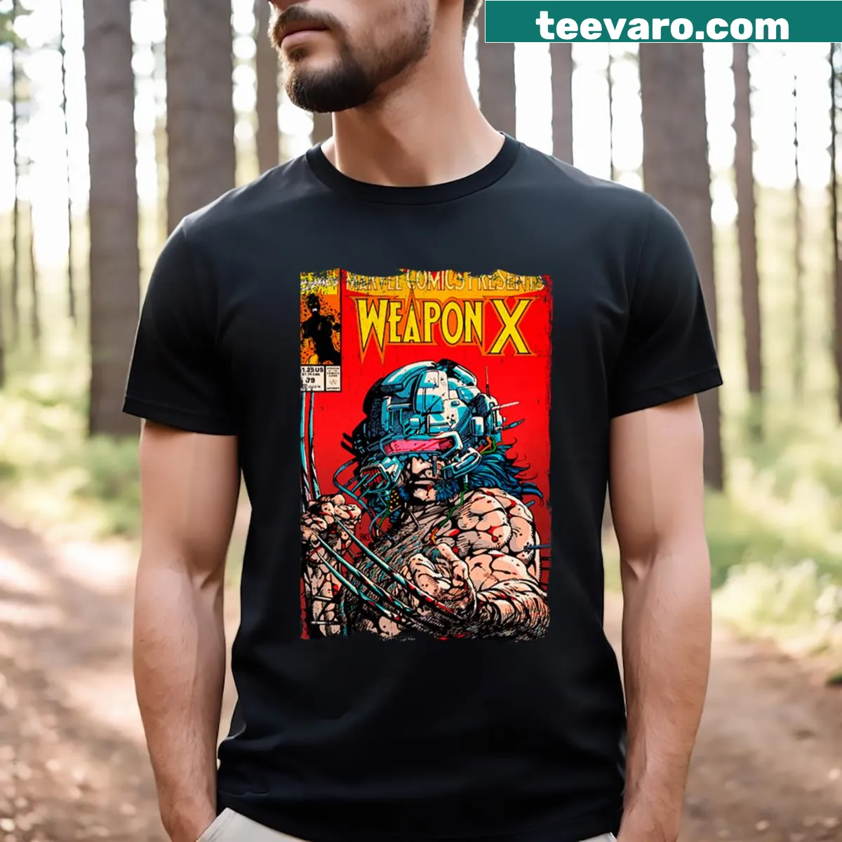 T-shirt featuring a vintage cover illustration of Wolverine. — on a men's t-shirt