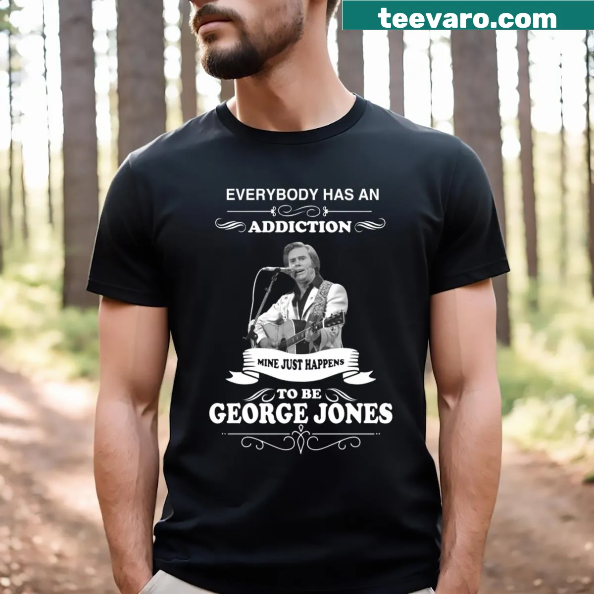 Vintage country singer legend t-shirt with artistic design — on a men's t-shirt