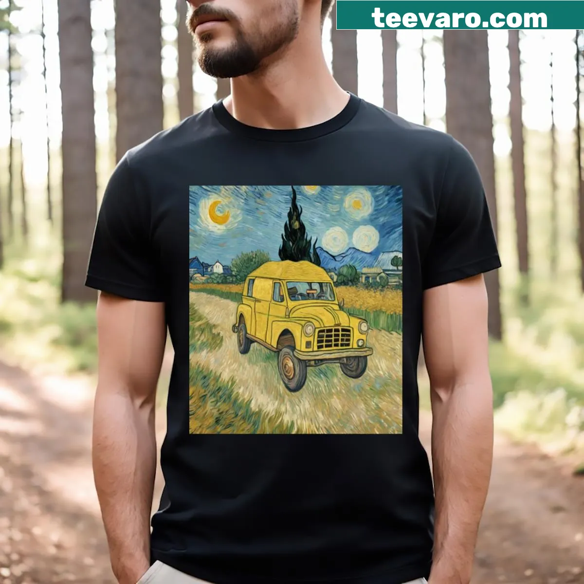 Whimsical T-shirt celebrating countryside exploration — on a men's t-shirt