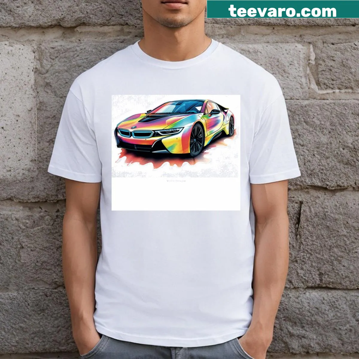 Illustrated super sports car design on a T-shirt — on a men's t-shirt