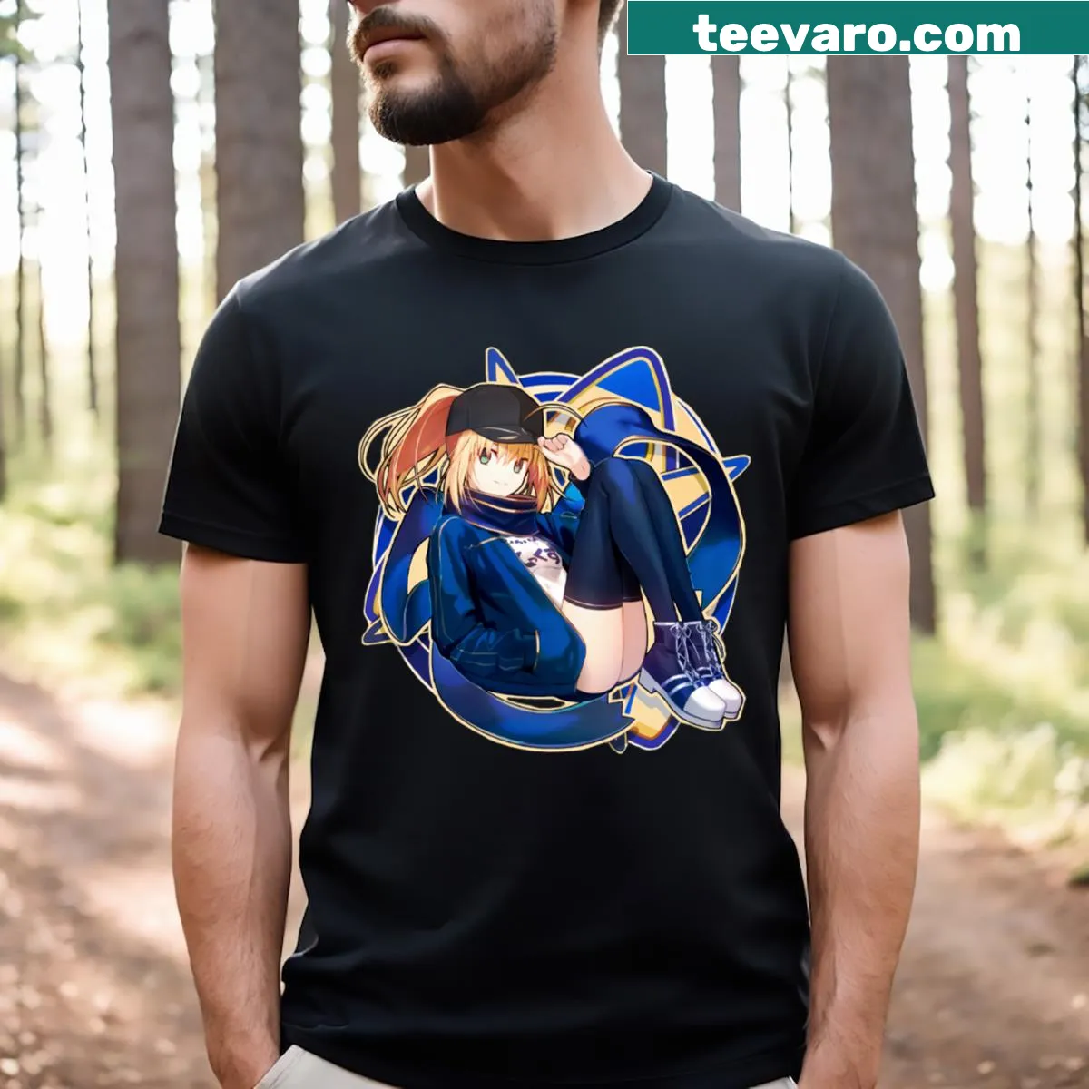 Illustrative Fate Grand Order Assassin Mysterious Heroine X t-shirt — on a men's t-shirt