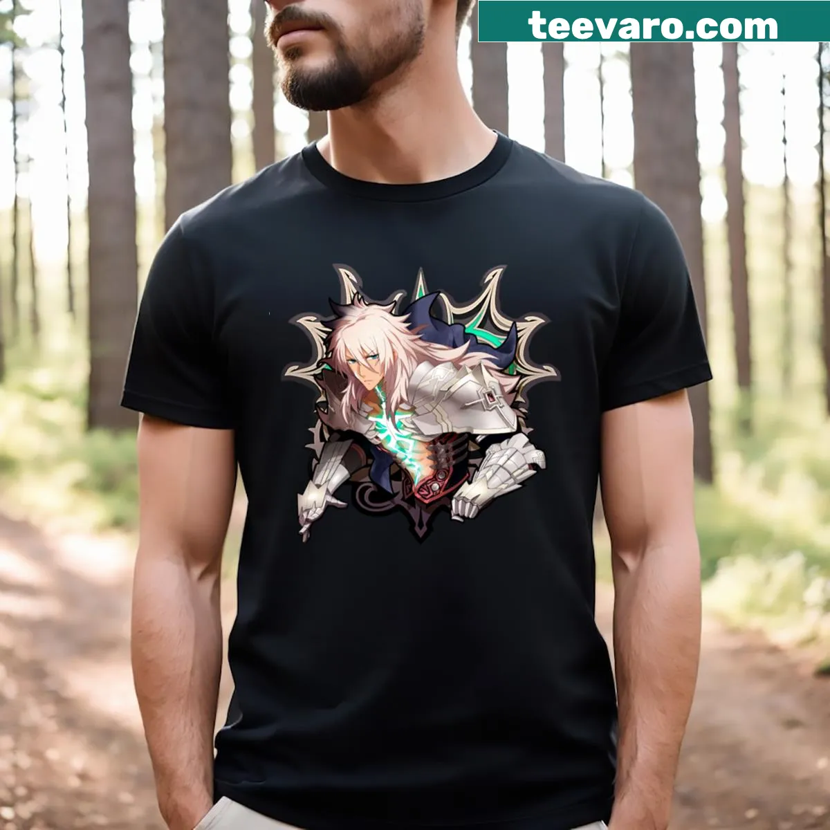 Siegfried graphic from Fate Grand Order on a graphic T-shirt — on a men's t-shirt