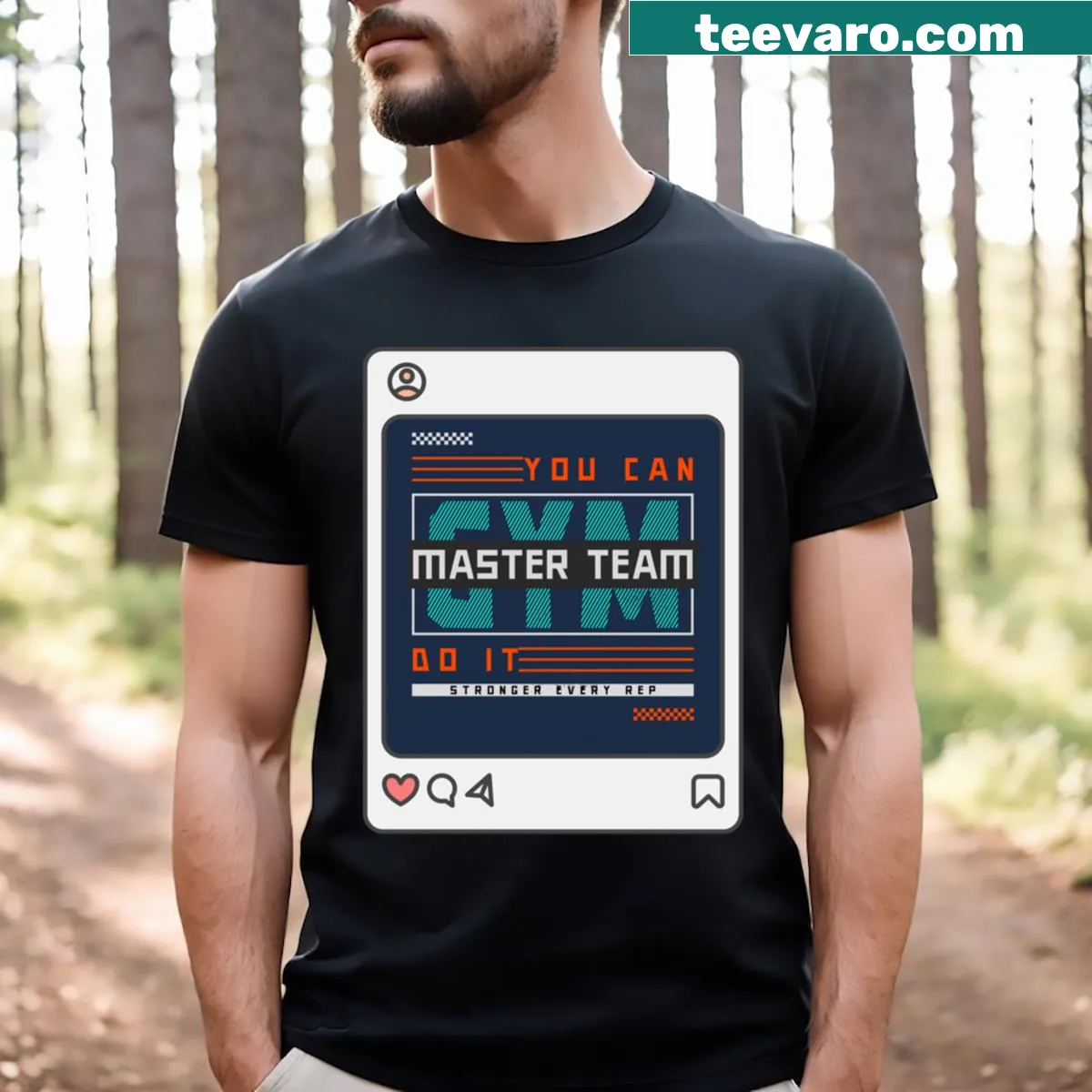 Inspirational fitness quotes typography on a t-shirt — on a men's t-shirt