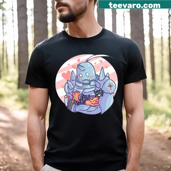 Cute T-shirt with Fullmetal Alphonse and kittens graphic.