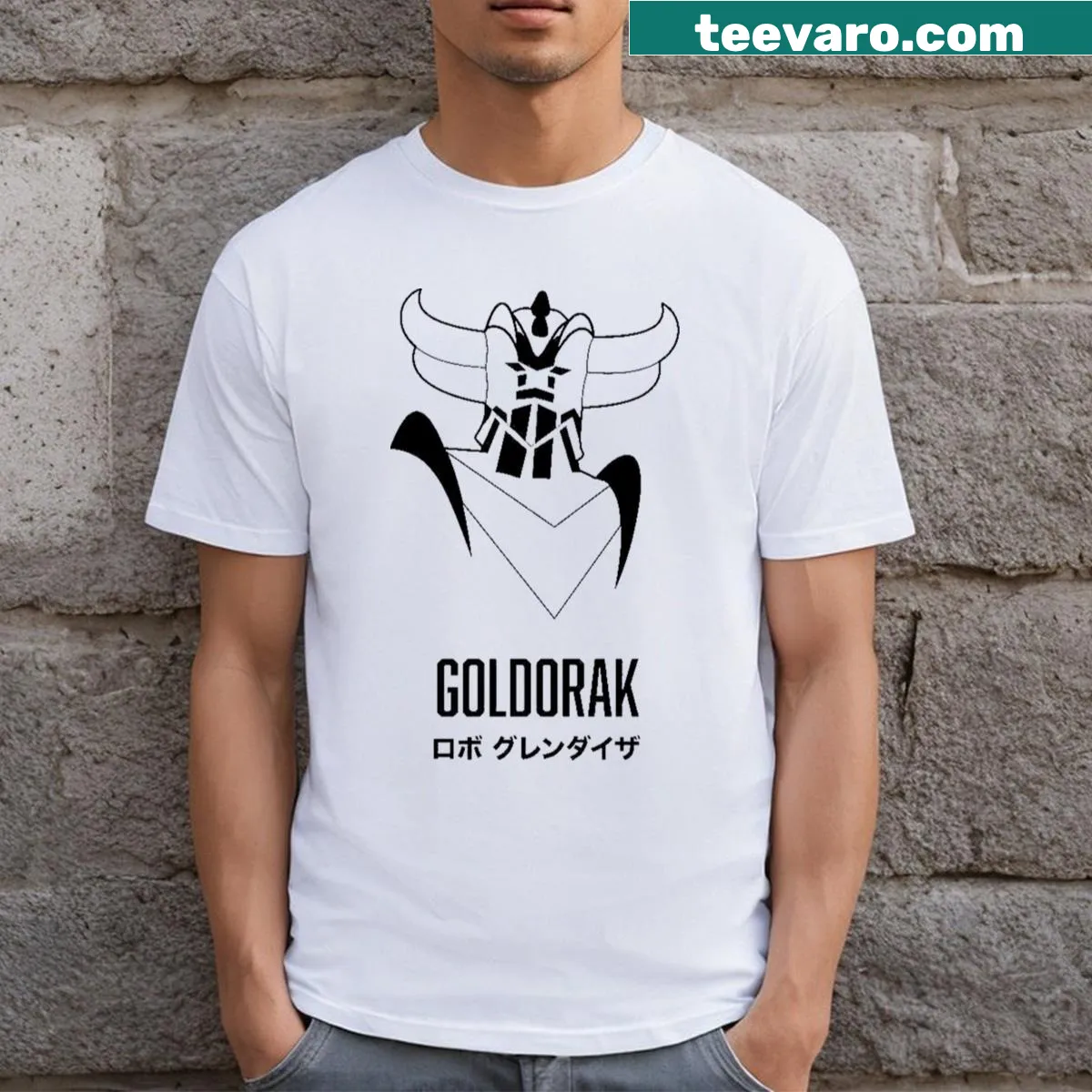 Vintage-style Goldorak t-shirt featuring the iconic robot in action — on a men's t-shirt