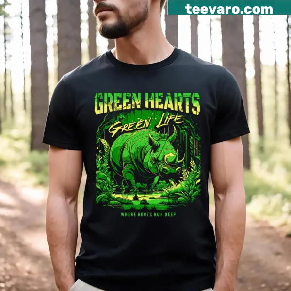 T-shirt featuring charming green hearts design