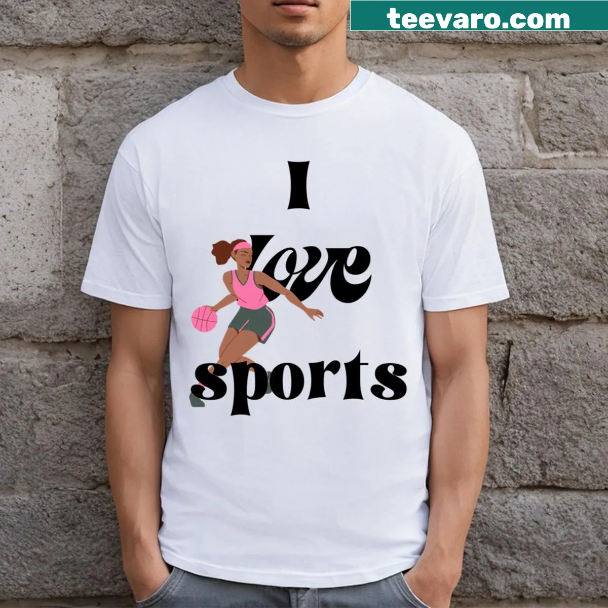 Sports-themed t-shirt with a fun illustration — on a men's t-shirt
