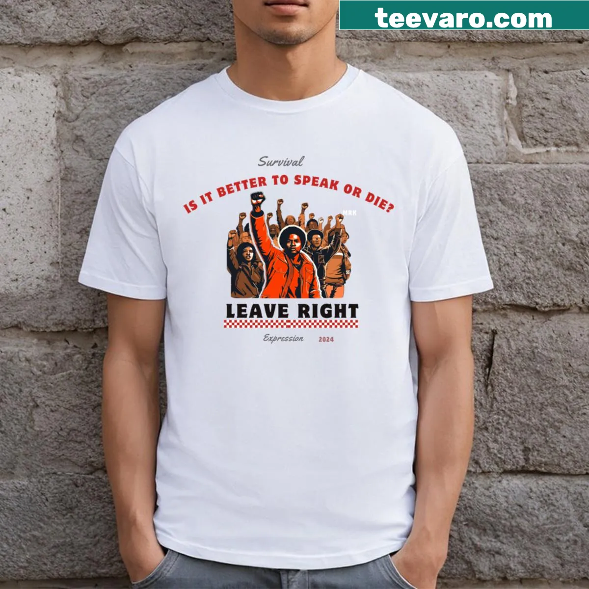T-shirt with bold text asking 'Is It Better To Speak Or To Die' — on a men's t-shirt