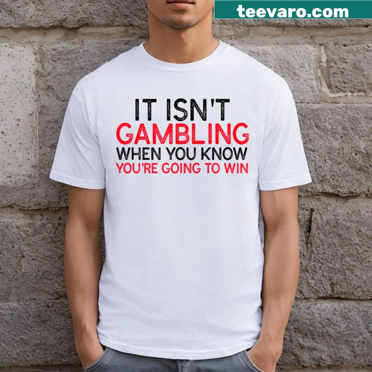 Sporty t-shirt with the phrase about winning in betting — on a men's t-shirt