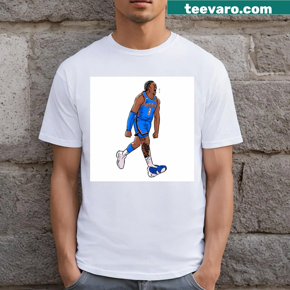Witty phrase graphic t-shirt — on a men's t-shirt