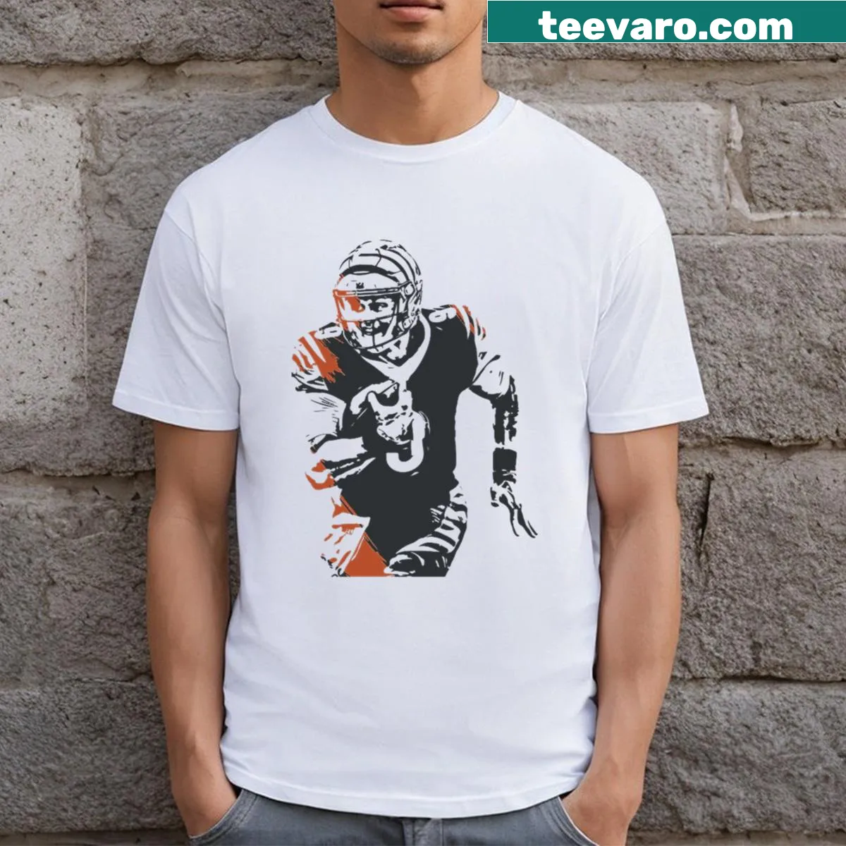 Joe Burrow graphic T-shirt — on a men's t-shirt