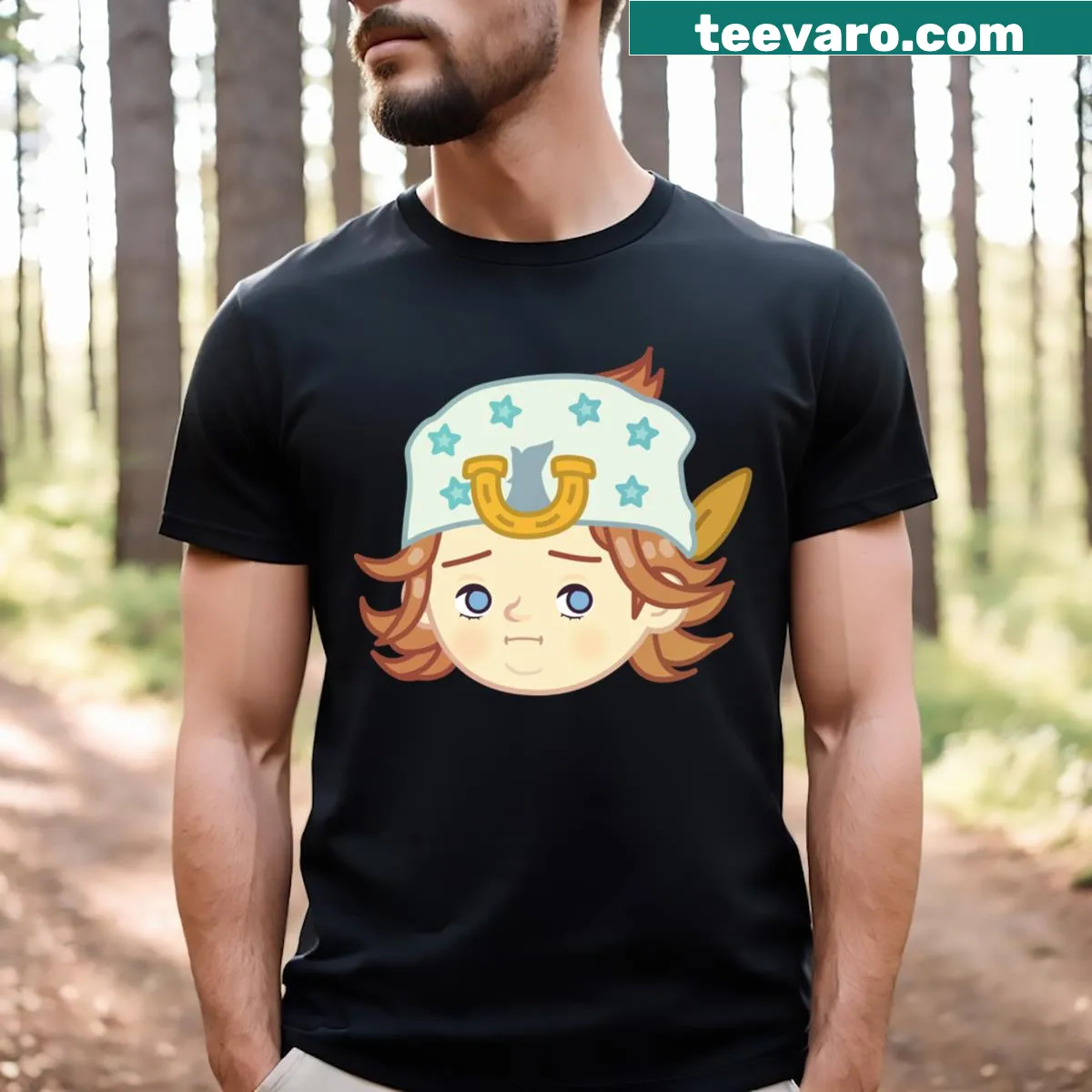 Cartoon style Johnny Joestar graphic on a fun T-shirt — on a men's t-shirt