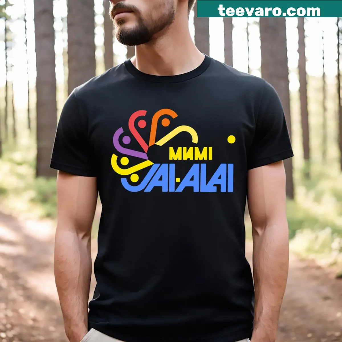 Sport-themed Jai Alai graphic T-shirt — on a men's t-shirt