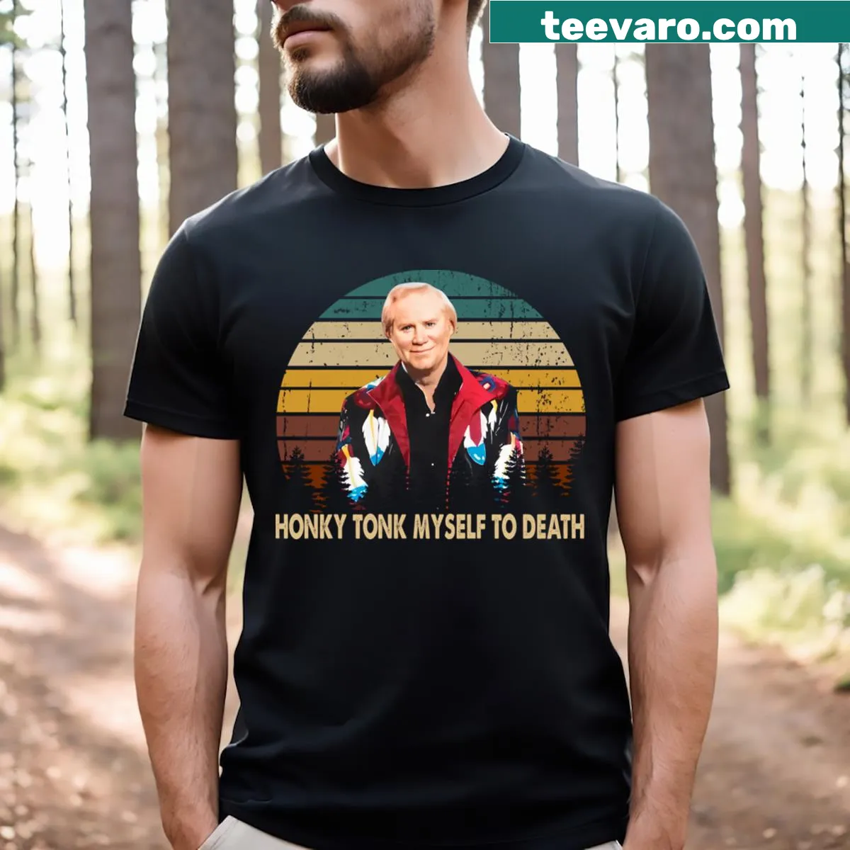 Bold typography t-shirt with the phrase 'Myself To Death' — on a men's t-shirt