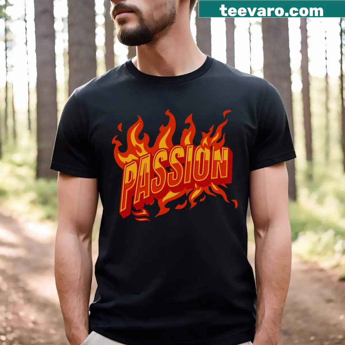 Bold typography T-shirt featuring the word 'Passion'. — on a men's t-shirt