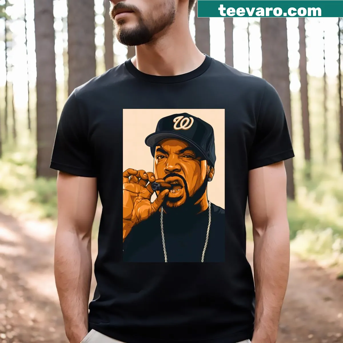 Playful pop art ice cube graphic on a t-shirt — on a men's t-shirt
