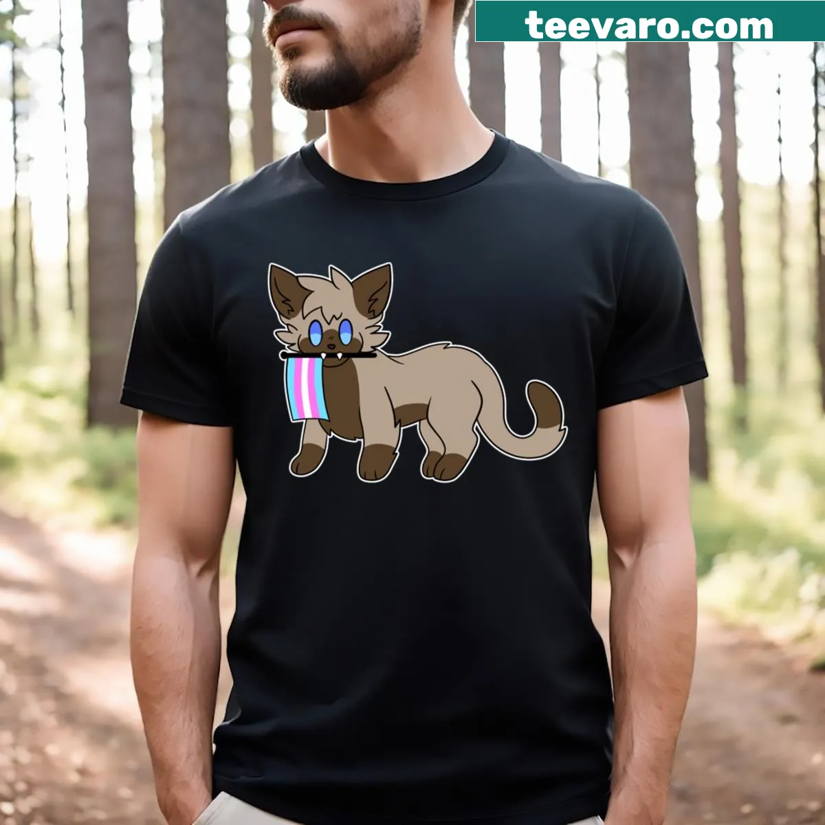 Pride Kitties T-shirt celebrating transgender pride with cute kitty designs — on a men's t-shirt