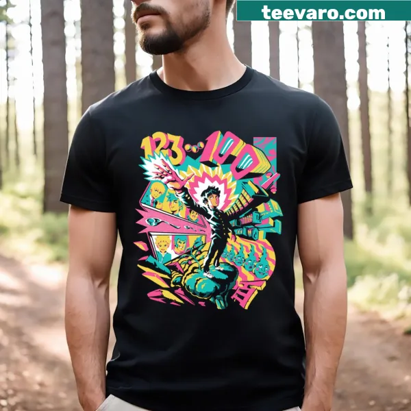 T-shirt featuring a design with the phrase 'Psychedelic 100.'