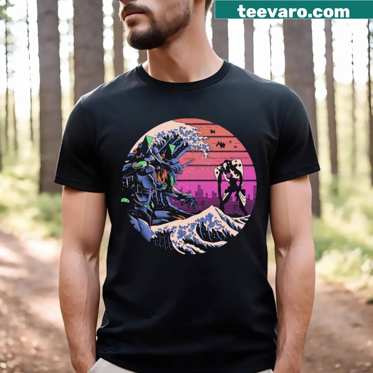 Minimalist Retro Wave graphic T-shirt with clean typography — on a men's t-shirt