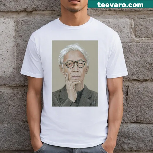 T-shirt featuring an artistic graphic of Ryuichi Sakamoto
