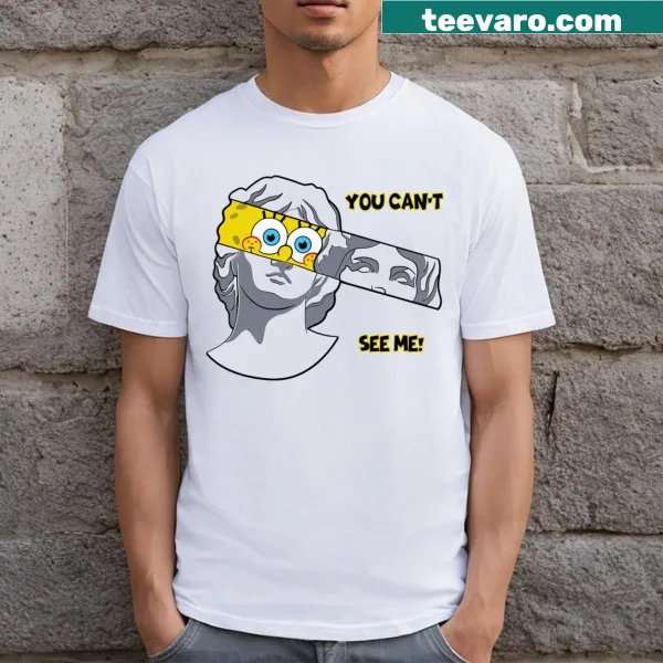 Illustration of SpongeBob with a Greek statue on a T-shirt