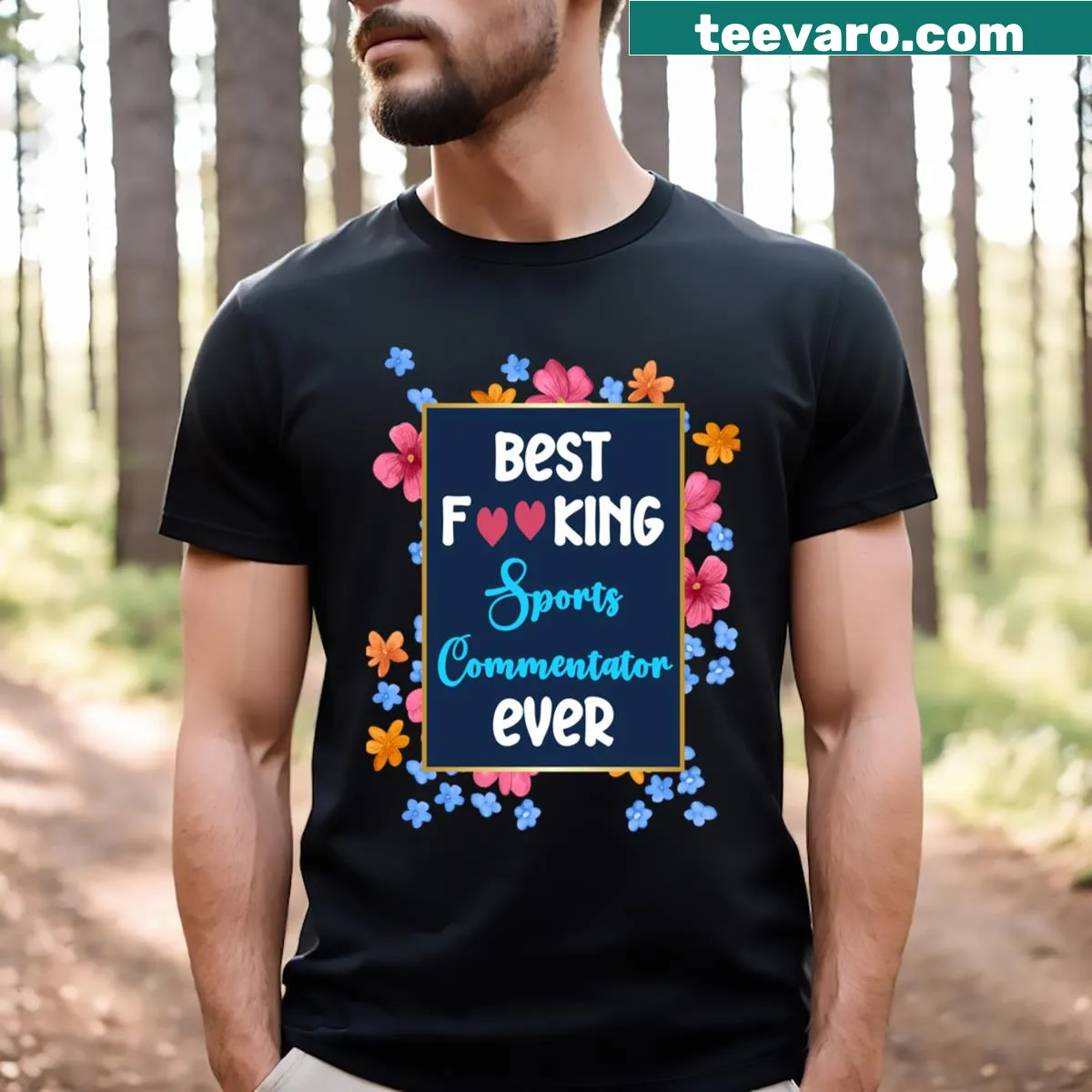 Text design saying 'Best Ever Sports Commentator' on a T-shirt — on a men's t-shirt