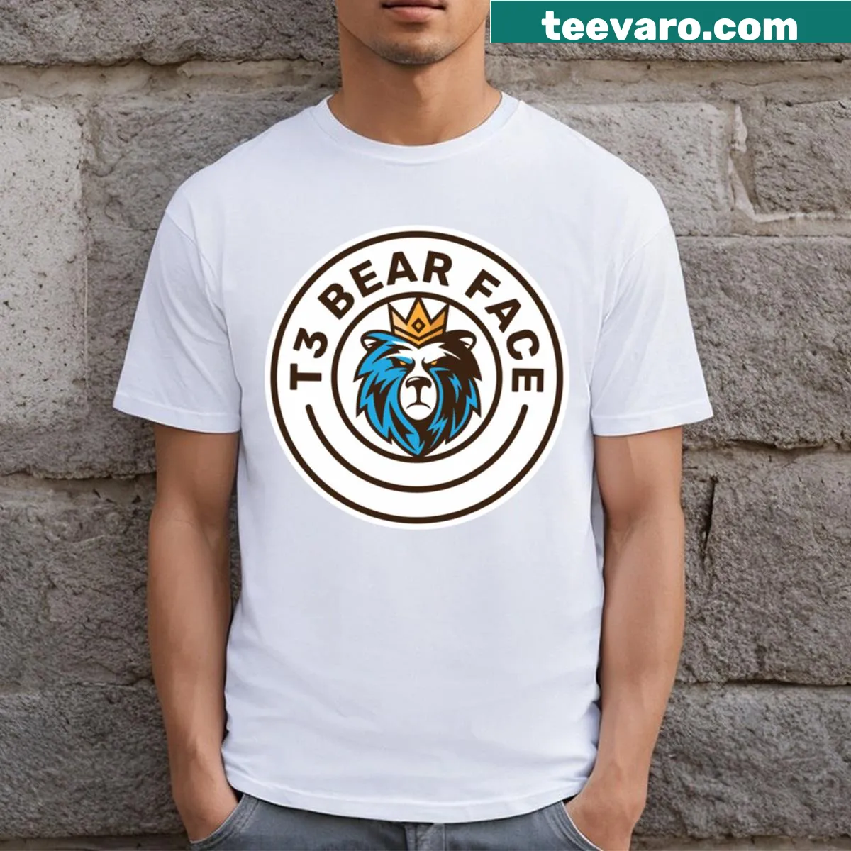 Cartoon bear graphic on fitness apparel T-shirt — on a men's t-shirt