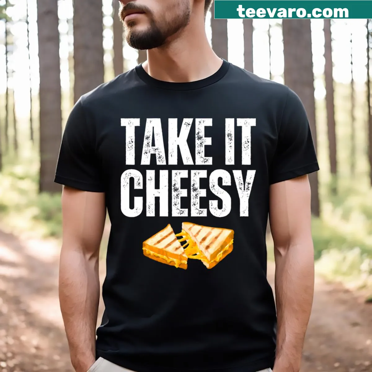 Whimsical raclette cheese graphic on a funny T-shirt — on a men's t-shirt