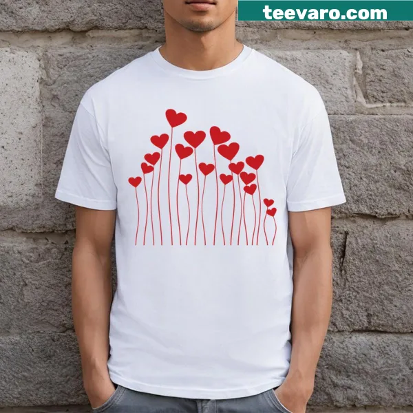 Heart and flowers graphic t-shirt celebrating love and affection.