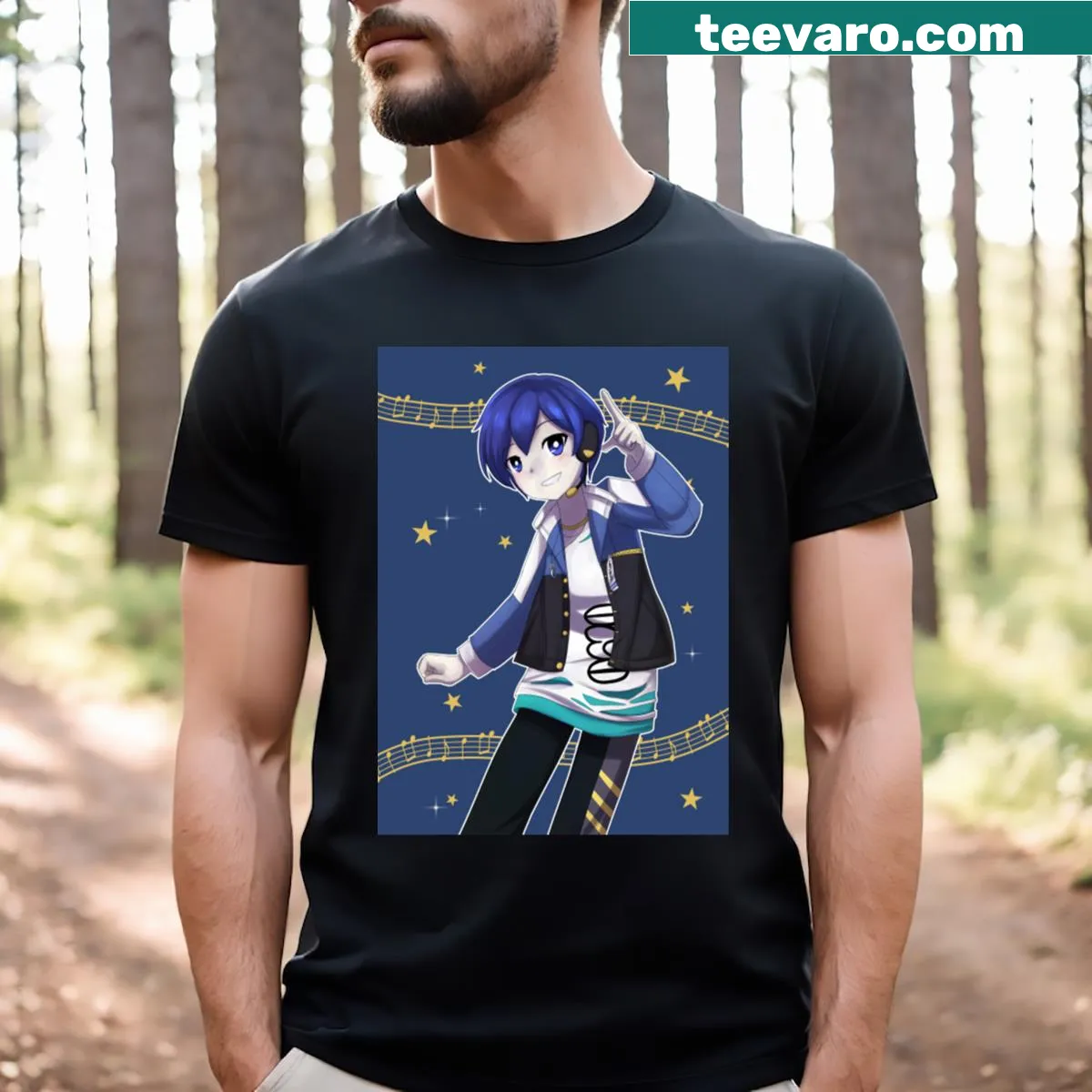 Kaito T-shirt featuring a bold illustration of the character in action — on a men's t-shirt
