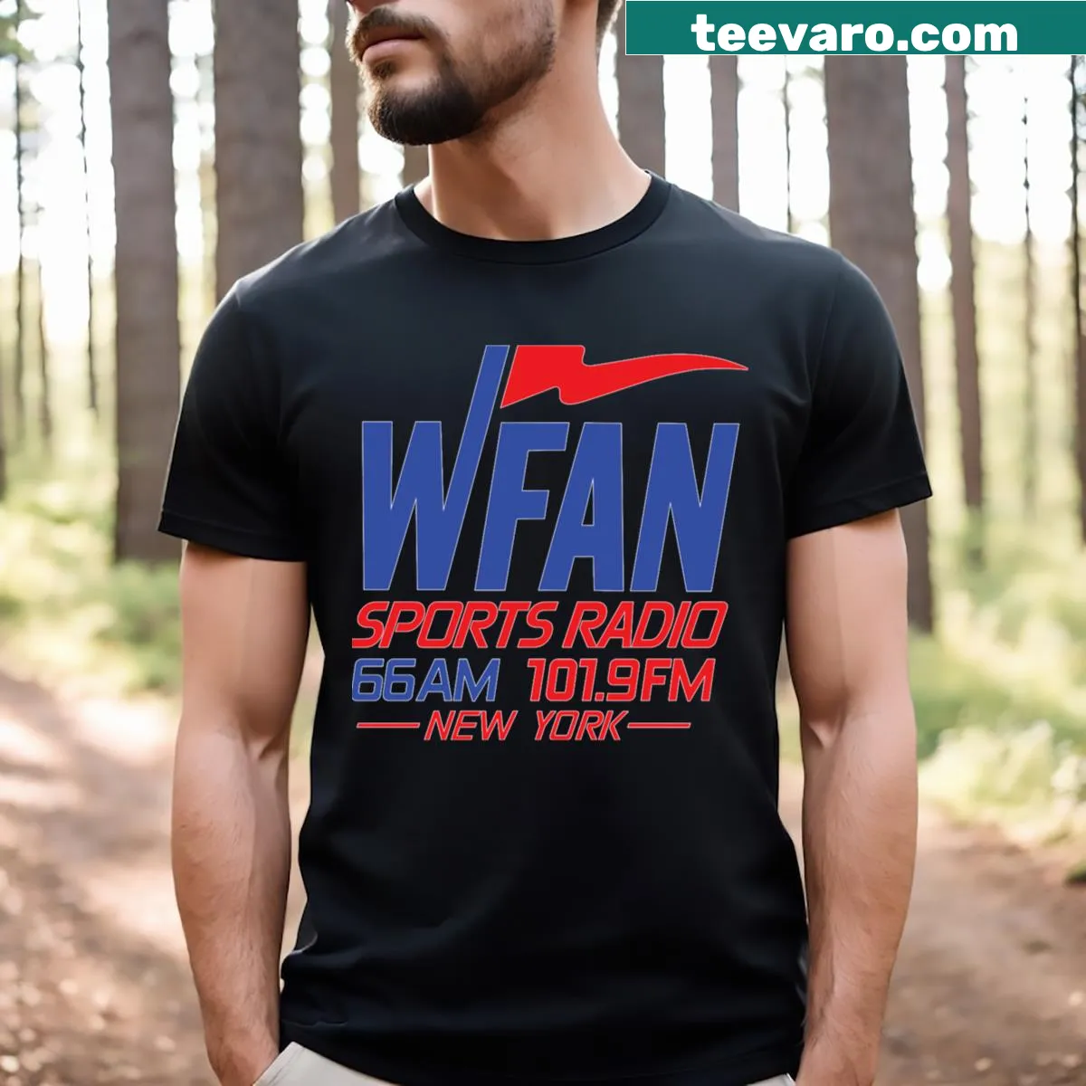 Wfan Sports Radio New York T-shirt with iconic logo — on a men's t-shirt