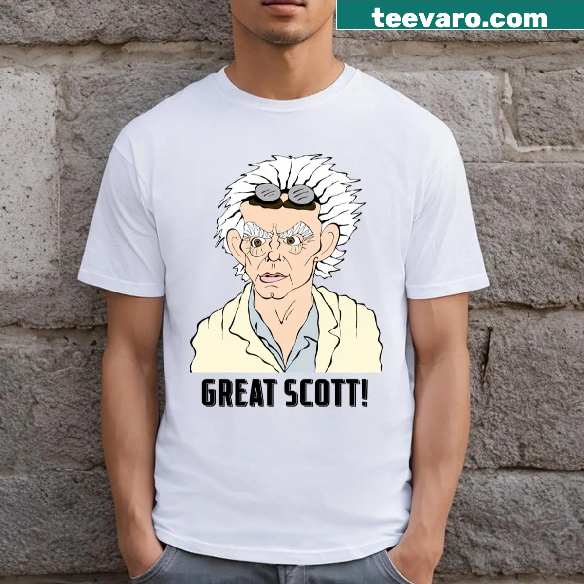Fan art tee featuring iconic elements from Back To The Future. — on a men's t-shirt