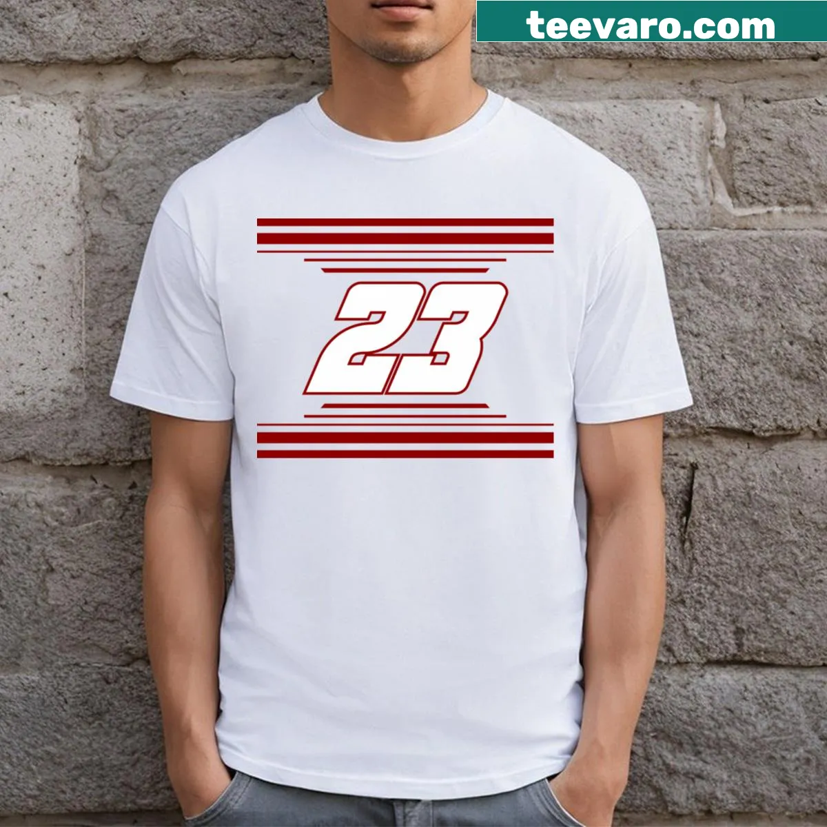 Bubba Wallace 23 NASCAR graphic T-shirt — on a men's t-shirt