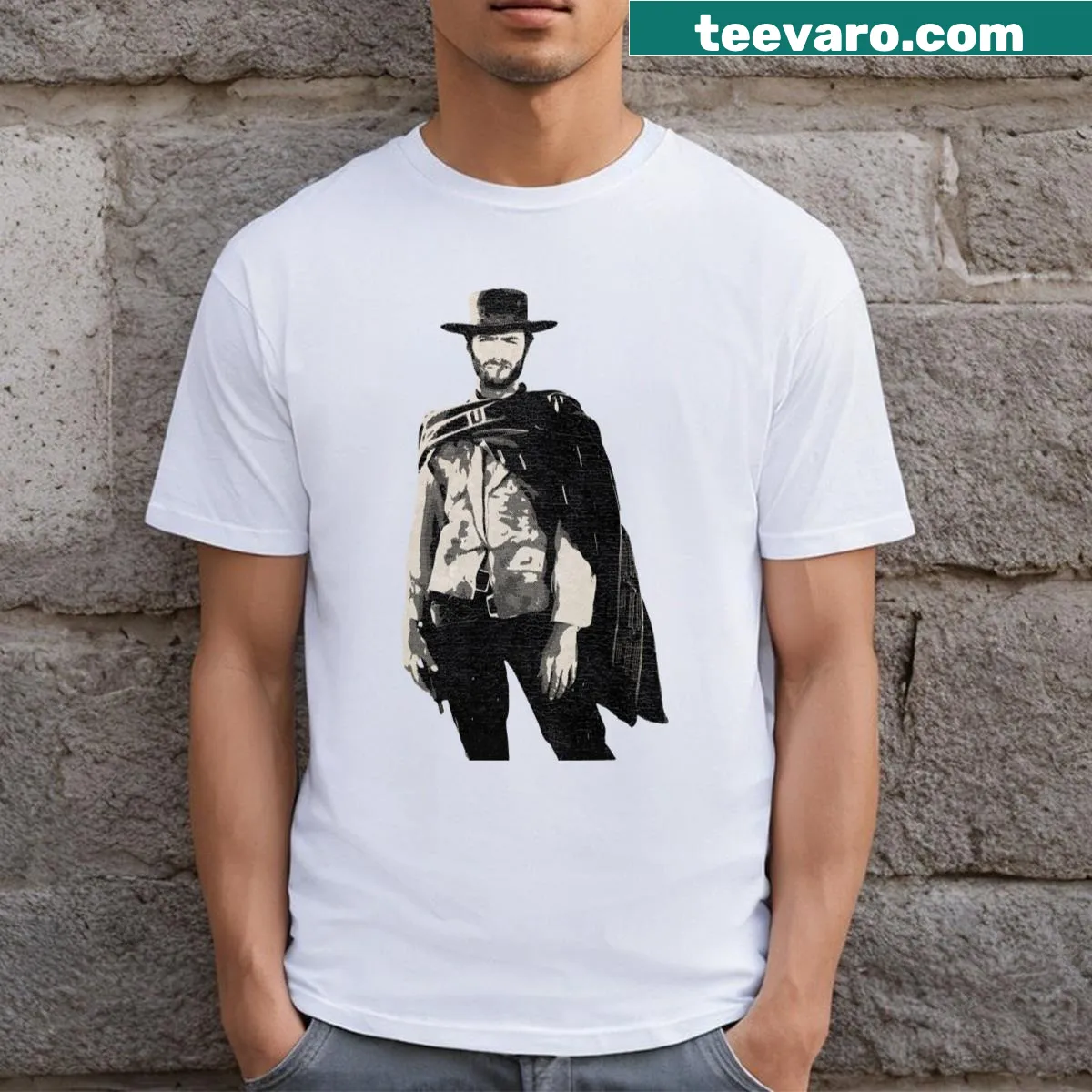 Vintage graphic of an inline skating cowboy on T-shirt — on a men's t-shirt