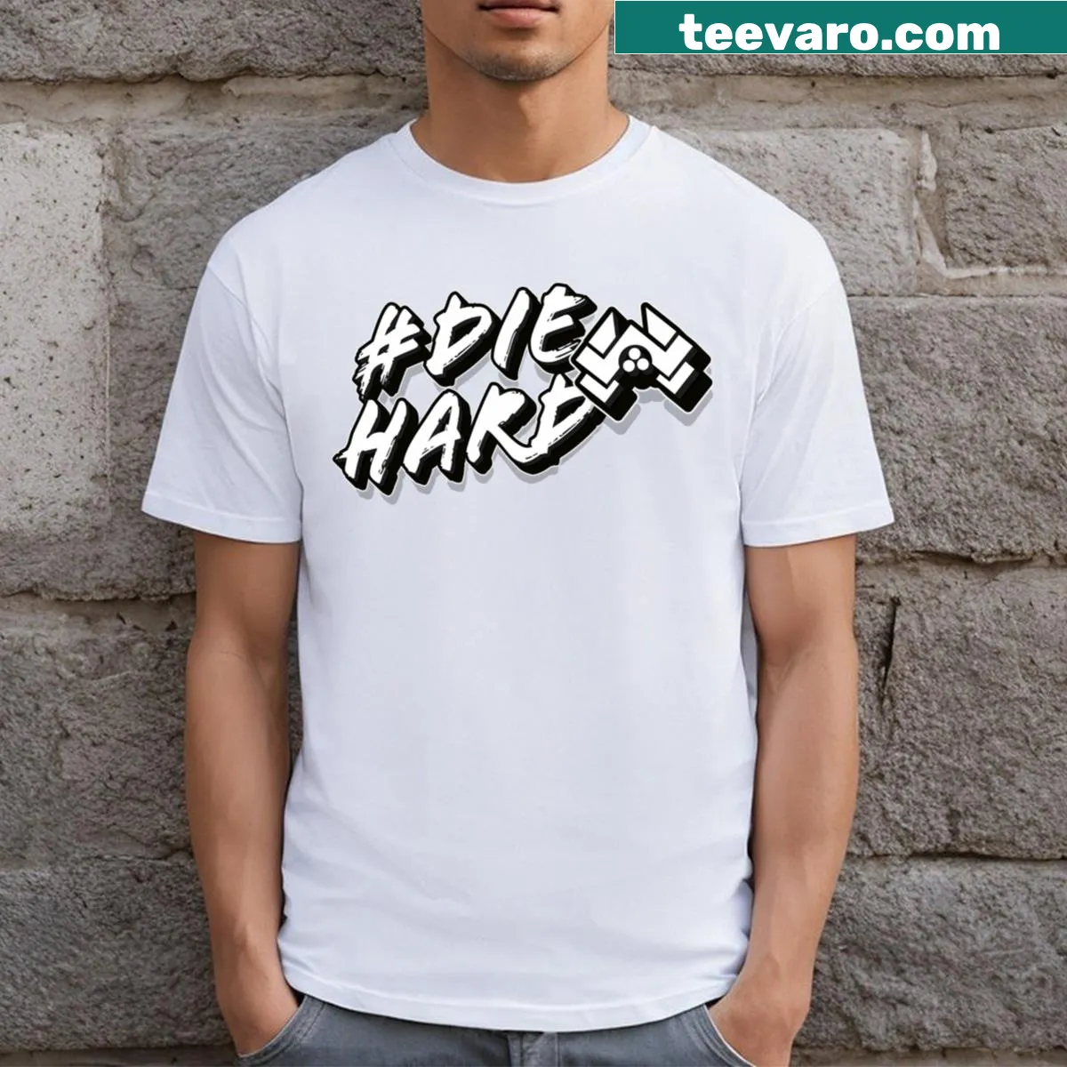 Nakatomi Plaza logo design on a Die Hard themed t-shirt — on a men's t-shirt