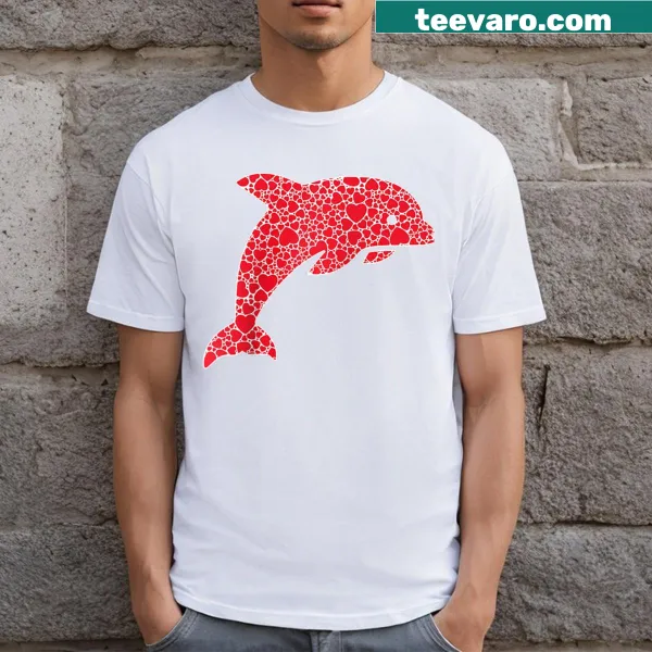 Adorable dolphin hearts graphic on a girls raglan baseball tee