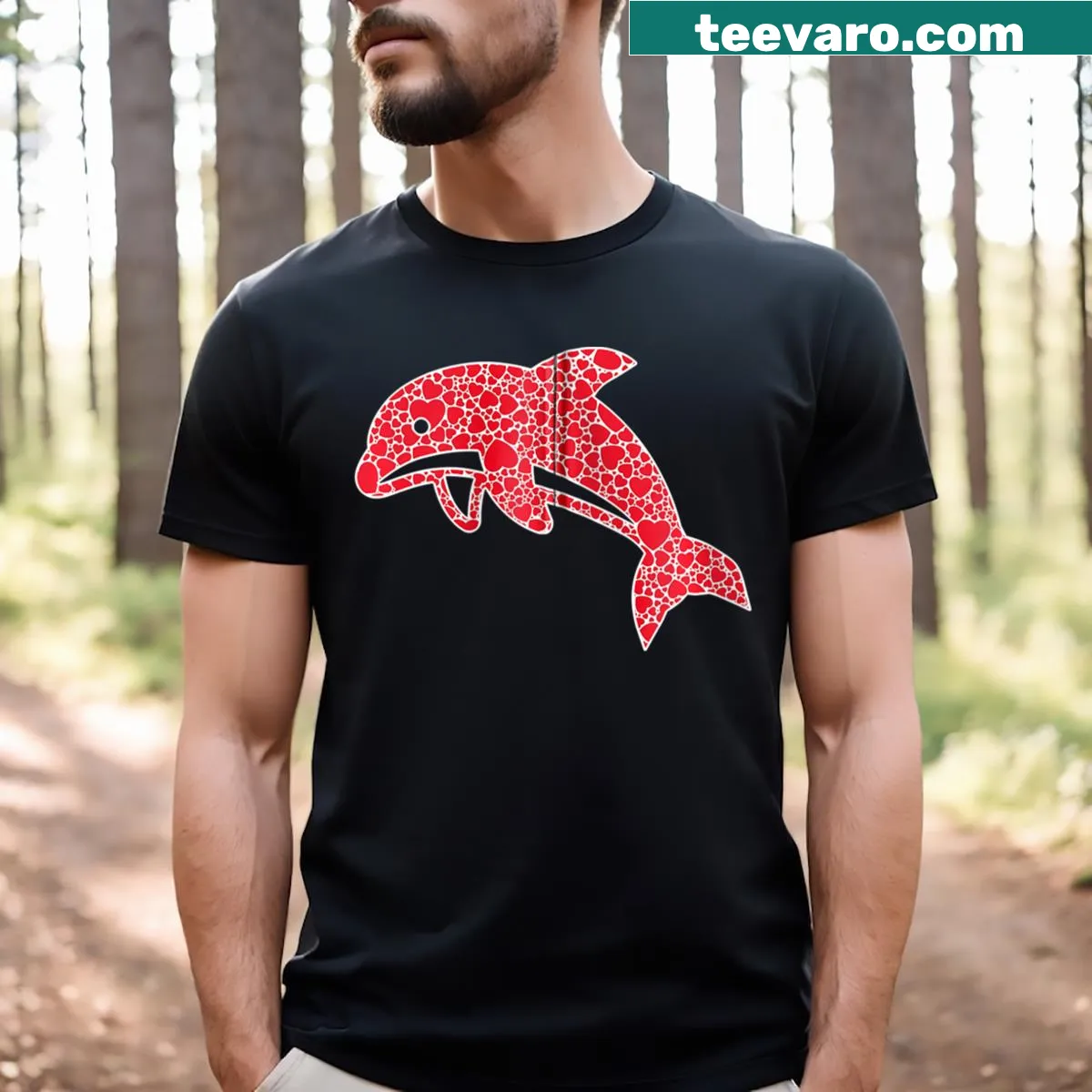 Dolphin hearts graphic with beluga fish design for Valentine's Day — on a men's t-shirt