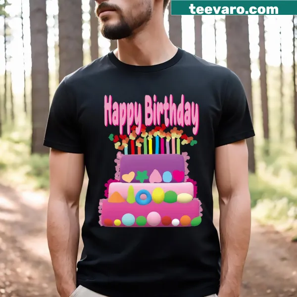 Illustration of a birthday cake on T-shirt