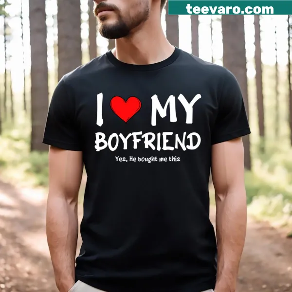 Typography t-shirt with 'I Love My Boyfriend' printed across the chest