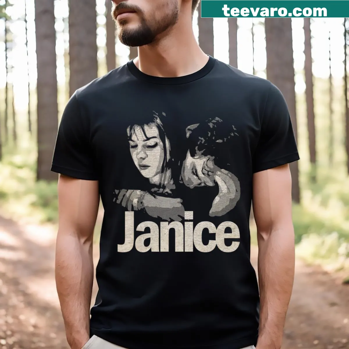 Vintage-style t-shirt with 'Janice Inline Skatch' text — on a men's t-shirt