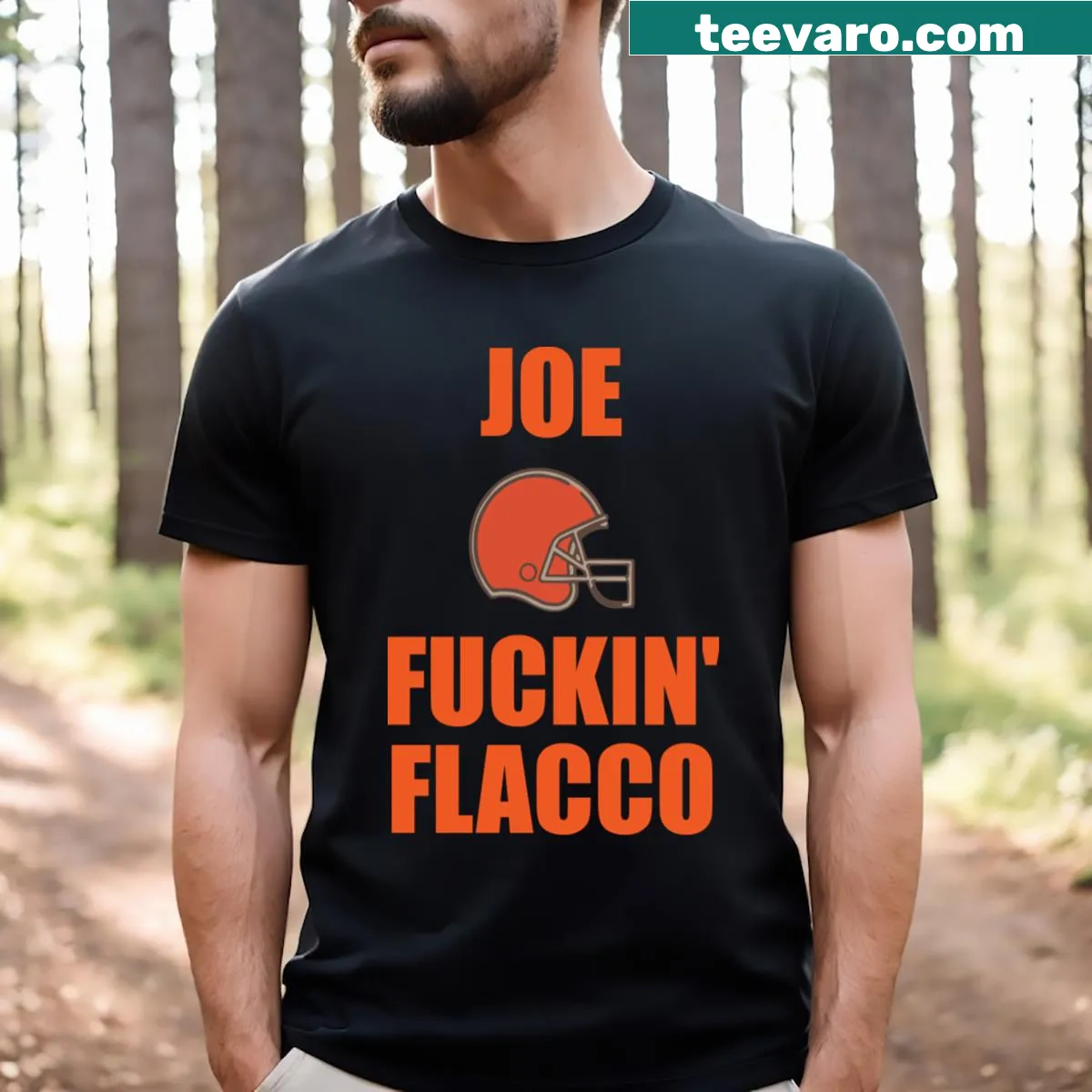 Cleveland Browns T-shirt featuring Joe Flacco — on a men's t-shirt