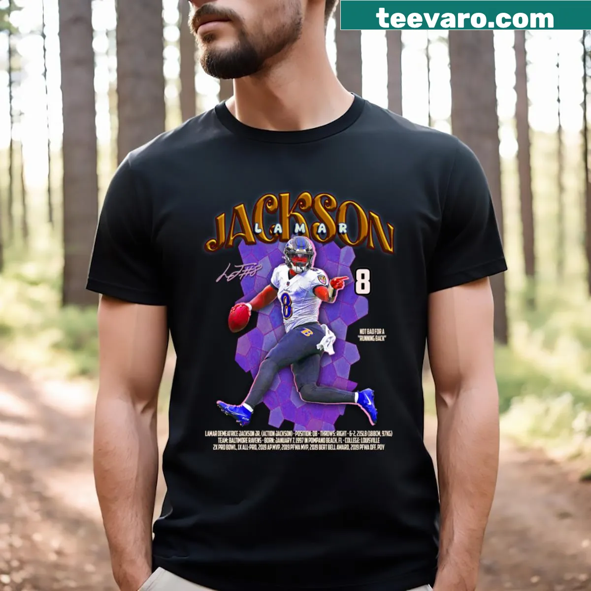 Vintage distressed t-shirt celebrating Lamar Jackson's MVP season — on a men's t-shirt