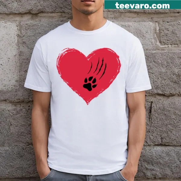 T-shirt with the phrase 'My Valentine Has Paws' in playful text