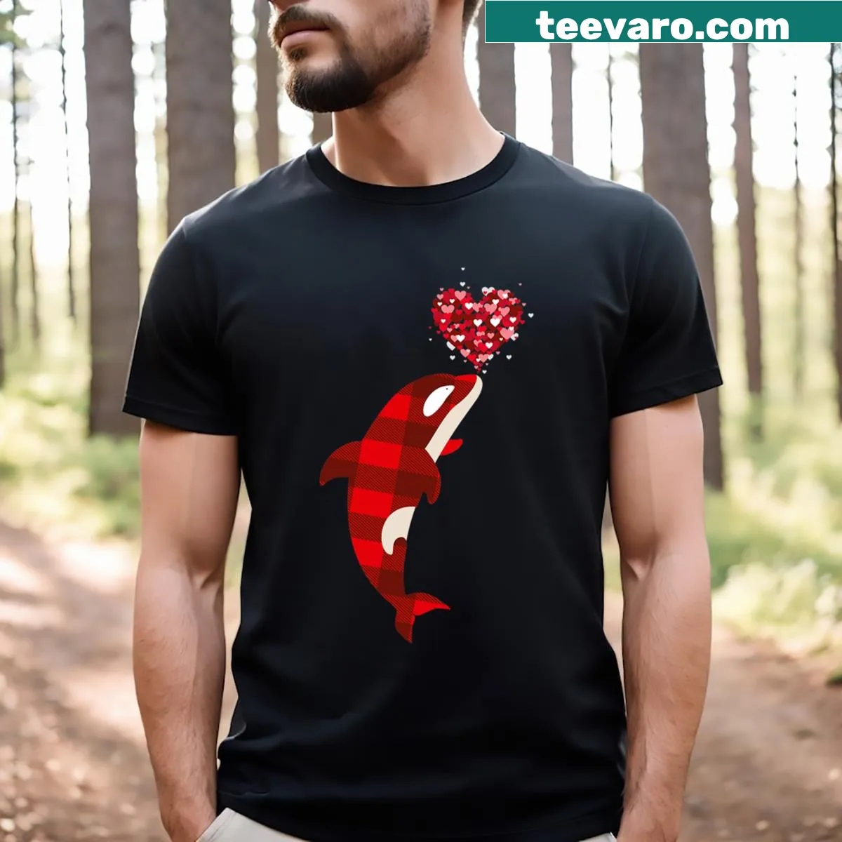 Funny Orca is My Valentine graphic on a T-shirt — on a men's t-shirt
