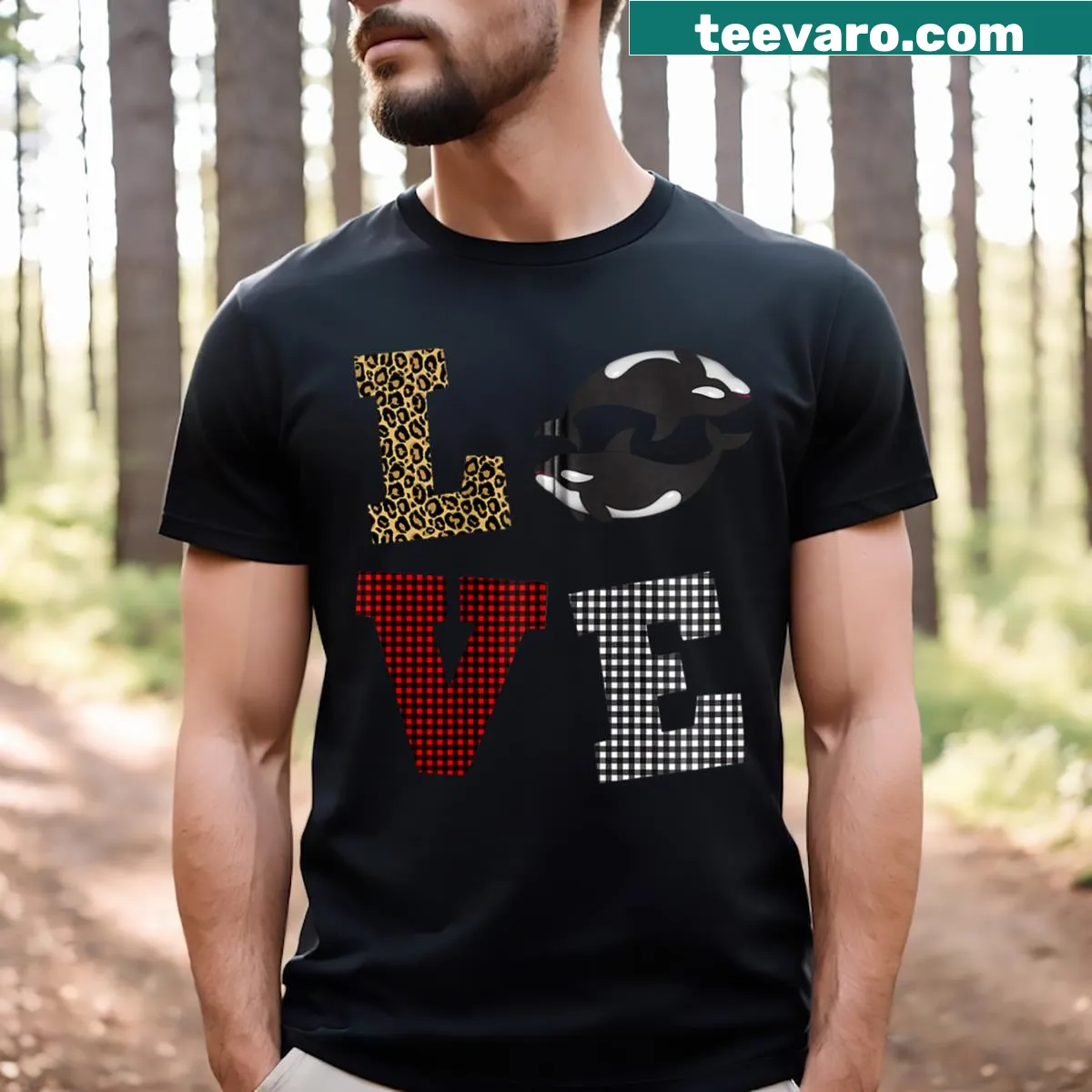 Adorable T-shirt for kids featuring orca design for Valentine's Day — on a men's t-shirt