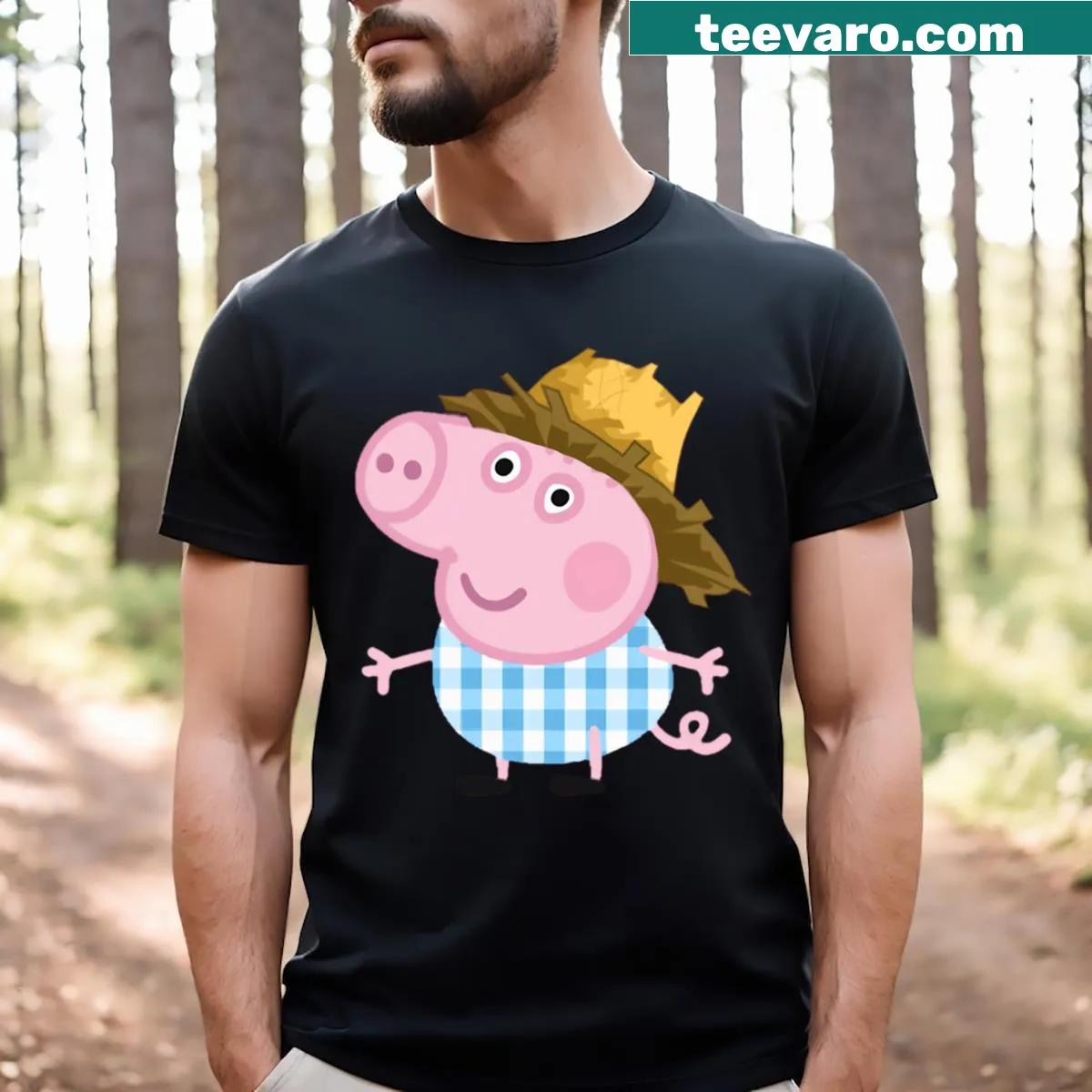 Vintage style T-shirt featuring Peppa Pig characters for kids — on a men's t-shirt