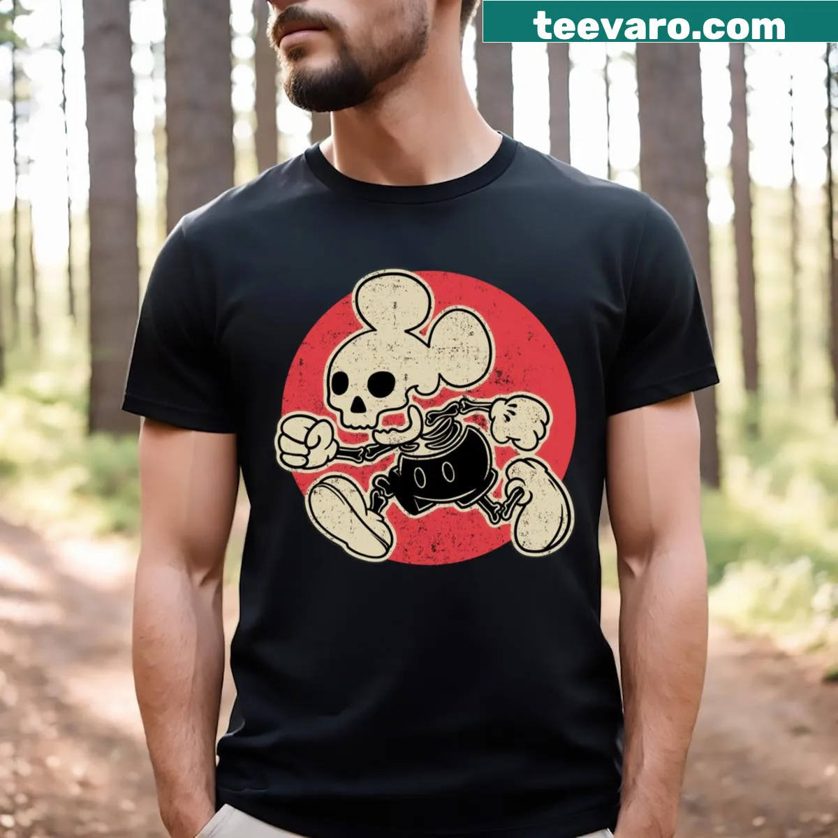 Silhouette graphic of a rat skeleton on a T-shirt — on a men's t-shirt