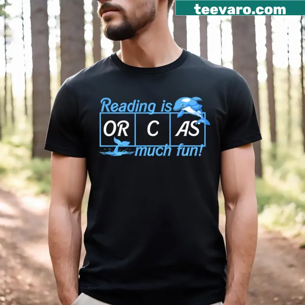 Cute illustration of orcas reading on Valentine's Day t-shirt