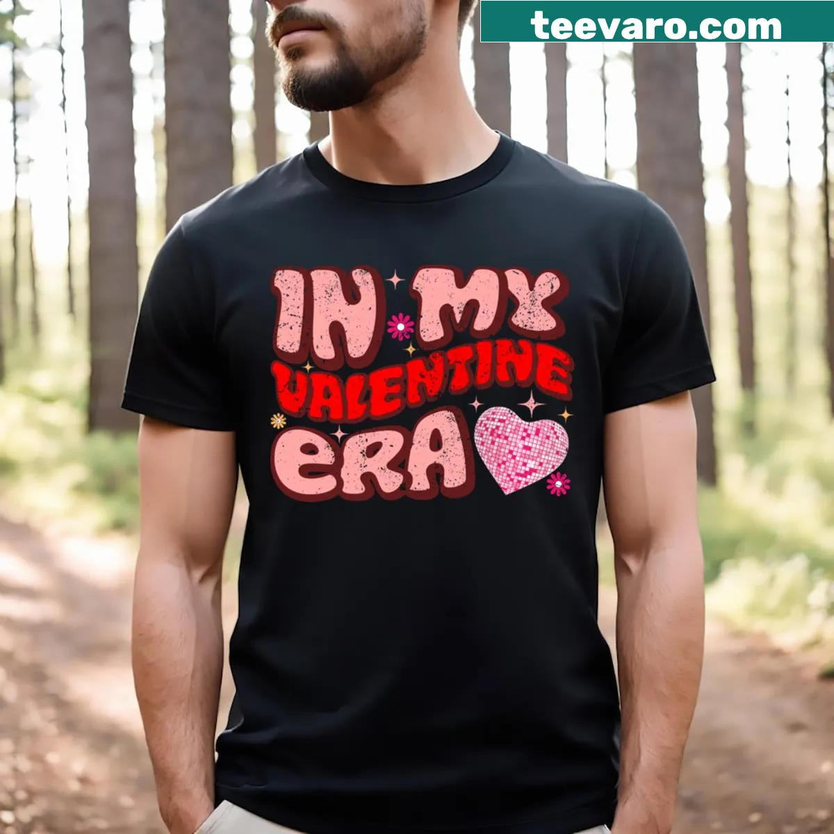 Retro Valentine-themed graphic T-shirt for girls — on a men's t-shirt